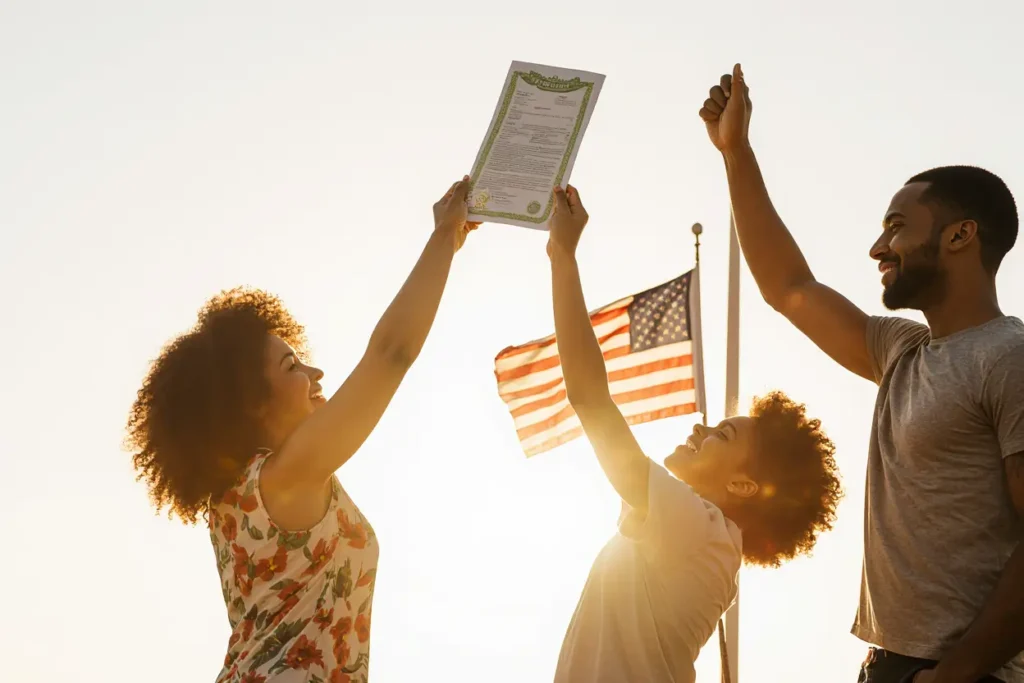 Hands holding U.S. green card after getting green card application help from an experienced green card attorney.